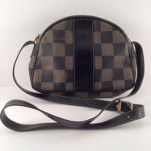 Vintage Fendi Checkered Rounded Top Crossbody Shoulder Bag
